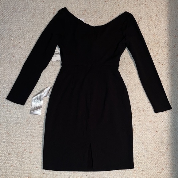 Dress The Population Jade Long Sleeve Knot Cutout Keyhole Mini Dress Black Small - Picture 6 of 10
